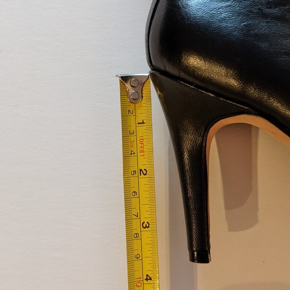 Corso Como Black Tall Leather Stiletto Heel Almond Toe Boots Women's Size 7 - Picture 14 of 15